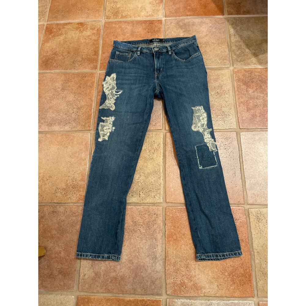 Lauren Ralph Lauren Women's Embellished Mid-Rise Jeans Blue size 4 - Picture 4 of 8